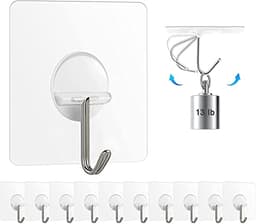 Image of Chillyfit Polyvinyl Chloride Wall Hooks For Hanging Strong, 5 Pack Adhesive Hooks For Wall Heavy Duty, Self Adhesive Hook, Wall Hangings, Kitchen Accessories Items, Clothes Hanging, Transparent
