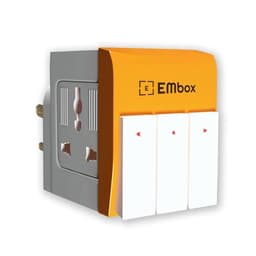 Image of EMBOX 3 Pin Multi Plug Adapter with Individual Switch 3 Pin Plug Socket Safety Shutter Spike Buster Fuse Protected Adapter 3 Way Plug Extension for Home Office Travel-5A-250V, Pack of 1 Orange
