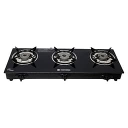 Image of Candes Gas Stove 3 Burners Manual Ignition | 3 Burner Gas Stove with Premium Gas Saver Tornado Burners | 6mm Toughened Glass Gas Chulha 3 Burner | LPG Compatible | ISI Certified | 1 Yr Warranty
