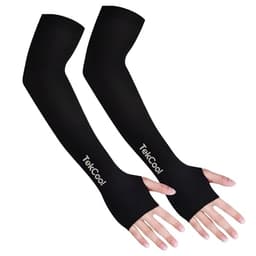 Image of TEKCOOL Arm Sleeves for Men & Women UV Protection Hand Sleeves with Thumb for Boy & Girl Sun Protection Sleeves for Men Arm Sleeves for Women for Running, Hand Cover for Bike Riding Nylon- Black