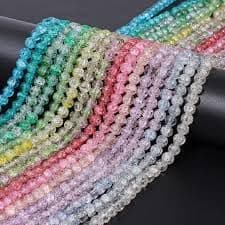 Image of 8 Mm Cracked Round Glass Beads 7 Color 350 Pcs (Each Color 50 Pcs) For Bracelet, Earing, Jewelery Making, Multicolour