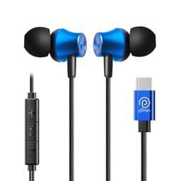 Image of pTron Boom Play in Ear Type C Wired Headphones with Mic, 10Mm Drivers for Pristine Audio, 1.2M Tangle-Free Cable, in-Line Controls, Snug-Fit Metal Buds & Wide Compatibility (Bold Blue)