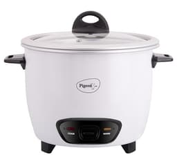 Image of Pigeon by Stovekraft Joy Rice Cooker with Double pot, 1 litres. (White) | Toughened Glass Lid | 400 Watts | 2 Aluminium Cooking Pots | Measuring Cup| Spatula | Energy Efficient Cooking
