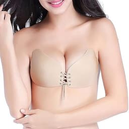 Image of GREYANA Invisible Strapless Backless Adhesive Bra Silicone Gel Stick-On Sticky Bra for Womens Invisible Push Up Design (in, Cup Band, B, 34, Regular, Skin)