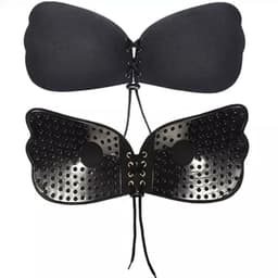 Image of GREYANA Invisible Strapless Backless Adhesive Bra Silicone Gel Stick-On Sticky Bra for Womens Invisible Push Up Design (in, Cup Band, A, 32, Regular, Black)