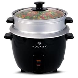 Image of SOLARA One-Touch Electric Rice Cooker 1 Ltr, Small Automatic Electric Cooker with Food Steamer and Grain Cooker, 400Watts, RiceCooker 1 Litre with Steam & Rinse Basket, Black