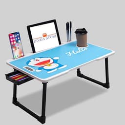 Image of DIVIJA STORE Study Table Bed Table Premium Laptop Table/and Portable Plastic/Writing Desk for Office/Home/School (doremon COTTED)