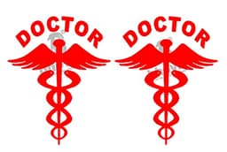 Image of Bhovity® Original Reflective Pack of 2 Doctor Sticker (Red) (10.1 cm X 12.7 cm) GET Free Sticker of Your Name Like DR. Your Name