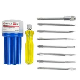 Image of SPARTAN BS-02 8-in-1 Pc Screw Driver Kit With 3 Flat Blades, 3 Phillips Head, 1 Round Poker Bar, Extension Rod| Multi-purpose Tool Set Screwdriver Set (Multicolor)