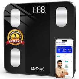 Image of Dr Trust USA 526 Legend BMI Weight Scale & Body Fat Analyzer with IOS/Android App Sync,14 Essential Composition Metrics Weighing Machine for Home Health Monitoring (Black)