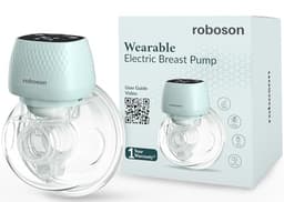 Image of Roboson Wearable Electric Breast Pump For Feeding Mothers, Automatic Electrical Milk Feeding Pumping Machine with 3 Modes & 9 levels, Portable & Compact, Rechargeable with large 1400 mah battery, Digital Touch Screen, Food Grade Milk Cup of 150 ml, BPA Free and Skin Friendly (1 Year Warranty)