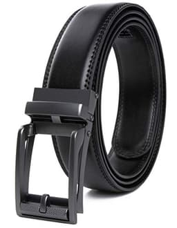 Image of Contacts Genuine Leather Belt for Men with Easier Adjustable Autolock Buckle - Micro Adjustable Belt Fit Everywhere |Formal & Casual | Elegant Gift Box (15-Black-Waist Size Fit from 28" to 42")