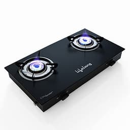 Image of Lifelong 2 Burner Gas Stove Top for Kitchen - Manual Ignition Cooktop Modern Glass Stove for Modular Kitchen, ISI Certified & Compatible with LPG - 1 Year Manufacturer's (Black, LLGS10)