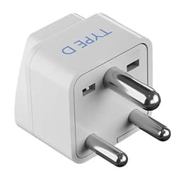 Image of Ceptics USA to India Converter Plug, World (USA, China) Australia UK to India Plug Converter - Type D Plug Adapter - Canada to India Converter Plug - CE - RoHS - White - 1 Pack