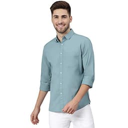 Image of Dennis Lingo Men's Solid Slim Fit Casual Shirt (C301_D-Teal_5XL)