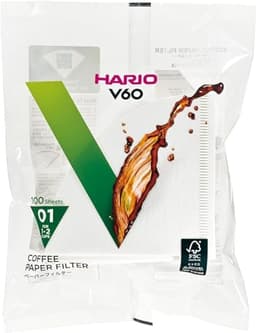 Image of Hario V60 Misarashi Coffee Paper Filter (Size 01, 100 Count, White)