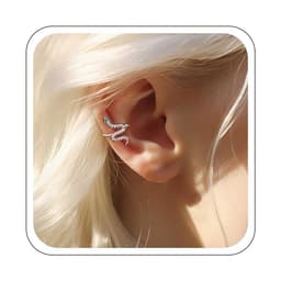 Image of Aivacai Crystal Snake Ear Cuff Earrings for Women Silver Statement Serpent Non-Piercing Cuff Earrings Rhinestone Snake Wrap Crawler Climber Earrings Punk Serpent Ear Clip Earrings Jewelry, Zinc, No