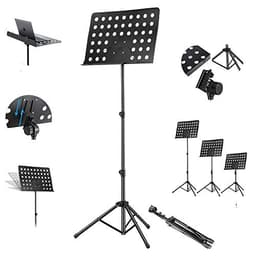 Image of Kadence Music Stand, Height & Angle Adjustable Orchestral Stand Conductor Sheet Stand and Music Sheet Clip Holder, Notation Stand Black NK09