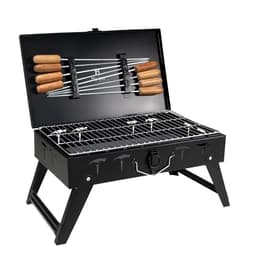 Image of H Hy-tec (Device) Hybb, Traveler Foldable Charcoal Barbeque Grill With 8 Skewers & Charcoal Tray (Stellar Black), Free Standing