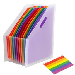 Image of NISUN 12 Pockets Vertical Expanding File Folders Letter A4 Size Documents Organiser Desk Accordion File Organizer Desktop Stand File Divider Space Saver for Office Class Home (Transparent White)