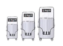 Image of Sharp CN Combo Cover for Hard Suitcase Bags, (Size-20", Size-24", Size-28") Transparent Protective Covers PVC Fabric Waterproof - Set of 3