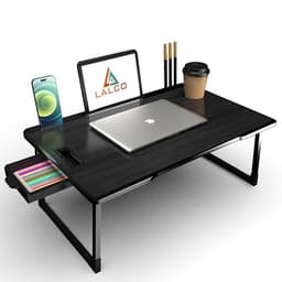 Image of Study Table Bed Table Premium Laptop Table/Foldable and Portable Wooden/Writing Desk for Office/Home/School~~ (COTTED~Black)