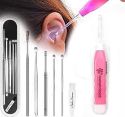 Image of ETSAP Ear Wax Cleaner 6Pcs + LED Ear Cleaner, Ear Cleaning Tool, Ear Wax Remover Tool Kit, Ear Buds, Ear Cleaner Tool, Ear Wax Removal