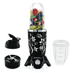 Image of Cookwell Bullet Mixer Grinder (2 Jars, 1 Blade, Black) - Copper, 600 Watts - 2 Year Warranty