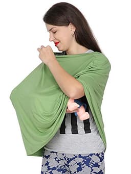 Image of Feather Hug 360° Premium Nursing Cover For Breastfeeding-Feeding Apron For Mom, Stretchy Feeding Cover For Mother, Real Breathable Breast Feeding Cover (Green),1 Count