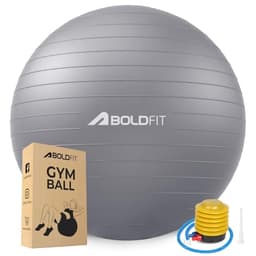 Image of Boldfit Unisex PVC Gym Ball for Exercise & Yoga with Pump , Anti Burst Swiss Birthing Stability Ball for Workout & Fitness (Grey, Size - 65 cm)