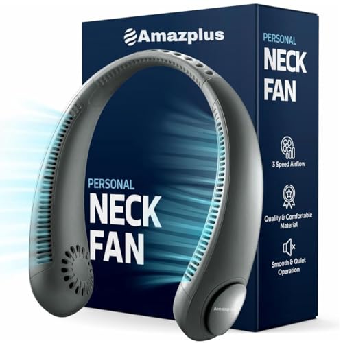 Image of 𝐀𝐌𝐀𝐙𝐏𝐋𝐔𝐒®(𝟏𝟓 𝐘𝐄𝐀𝐑𝐒 𝐖𝐀𝐑𝐑𝐀𝐍𝐓𝐘) Smart Cooling Portable Neck Fan Rechargeable 9000mAh Battery Hands-Free Mini Fans For Kitchen Women Travel Outdoor & Home USB Charging For Men