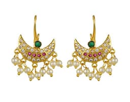 Image of Vama Fashions Maharashtrian Traditional Jewellery Press Bugadi Clip on Earrings for Women & Girls