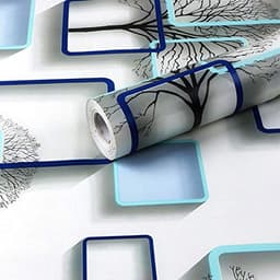 Image of wolpin Wall Stickers Wallpaper DIY Decal (45 x 500 cm) 3D Frames PVC DIY Self Adhesive, Active Blue