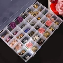 Image of TEKCOOL Plastic 36 Grid Cells Multicolorpurpose Jewelry Organizer Rectangular Storage Box, with Adjustable Dividers, Transparent Storage Organizer Box for Jewelry Beads Earring