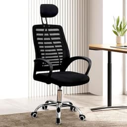 Image of Casa Copenhagen,Mesh Office Desk Chair,Rocking Chairs Ergonomic Computer Chair Adjustable High with Headrest and Comfortable Armrest Swivel Chair - Carbon Black & Black Handle