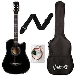 Image of Juârez Acoustic Guitar Kit, 38 Inch Cutaway, 038C with Bag, Strings, Pick and Strap, Black