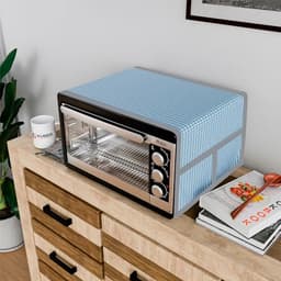 Image of Heart Home Oven Top Cover | Microwave Oven Top Cover | Microwave Cover with 4 Utility Pockets | Oven Cover for Kitchen D�cor | Barik Check Oven Top Cover | Blue