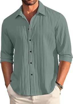 Image of FINIVO FASHION Men's Solid Regular Fit Shirt (PCN_222_Green_XXL