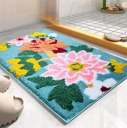 Image of Roseate Nature Super Soft (40x60 cm) Microfibre 2000 GSM Bath Mat Super Absorbent Anti Skid Door Mats for Home/Bathroom/Bedroom/Kitchen/Floor Mat (Green) Pack of 1