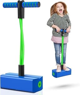 Image of Pogo Stick Toys for Boys Girls, Foam Pogo Jumper for Kids Gifts Outdoor Toys for Toddlers Age 3 and Up Garden Toys Boys Girl Gifts | Pogo Jump Makes Pop Sounds (Blue)