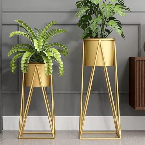 Modern Metal Plant Stands with Pots (Set of 2) - Home & Kitchen - Review & Buying Guide