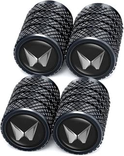 Image of Greenworld Premium Black Metal Car Tyre Valve Cap Air Cap Car Tyre Valve Stem Cap Air Covers with Logo (New-Mahindra)